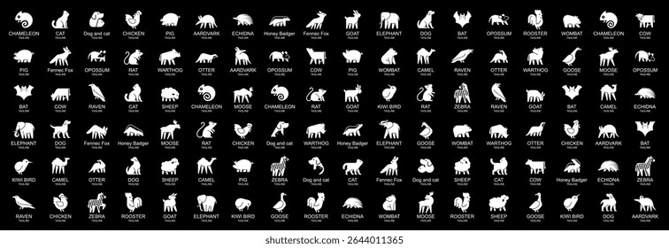 Animals logos collection. Animal logo set. Geometrical abstract logos. Icon design