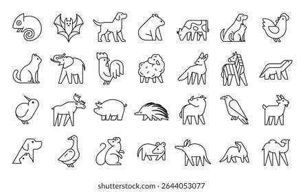 Animals logos collection. Animal logo set. Geometrical abstract logos. Icon design