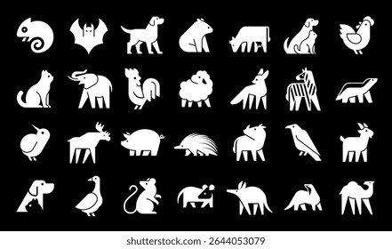 Animals logos collection. Animal logo set. Geometrical abstract logos. Icon design