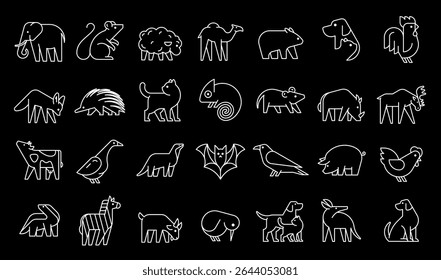 Animals logos collection. Animal logo set. Geometrical abstract logos. Icon design