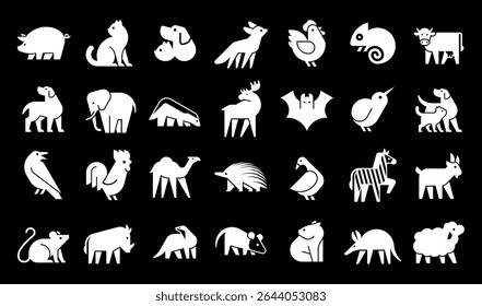 Animals logos collection. Animal logo set. Geometrical abstract logos. Icon design