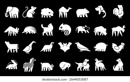 Animals logos collection. Animal logo set. Geometrical abstract logos. Icon design