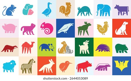 Animals logos collection. Animal logo set. Geometrical abstract logos. Icon design