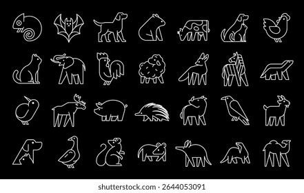Animals logos collection. Animal logo set. Geometrical abstract logos. Icon design