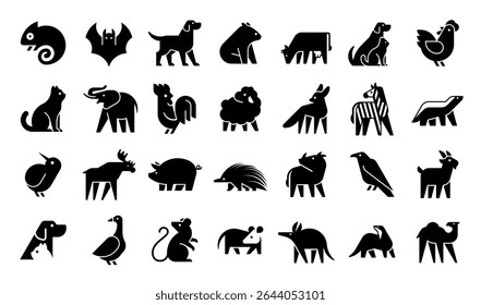 Animals logos collection. Animal logo set. Geometrical abstract logos. Icon design
