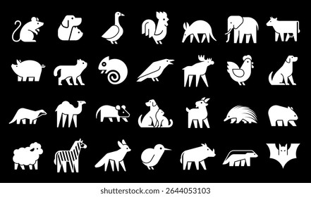 Animals logos collection. Animal logo set. Geometrical abstract logos. Icon design