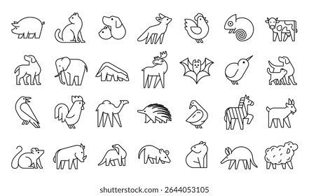 Animals logos collection. Animal logo set. Geometrical abstract logos. Icon design