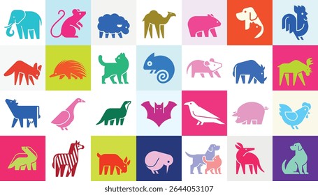 Animals logos collection. Animal logo set. Geometrical abstract logos. Icon design