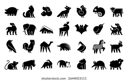 Animals logos collection. Animal logo set. Geometrical abstract logos. Icon design