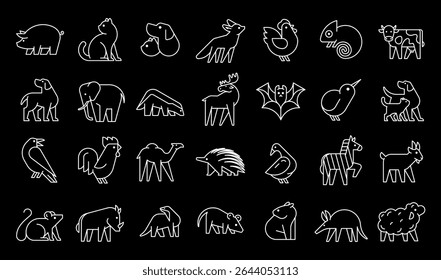Animals logos collection. Animal logo set. Geometrical abstract logos. Icon design