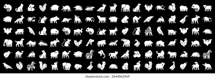Animals logos collection. Animal logo set. Geometrical abstract logos. Icon design