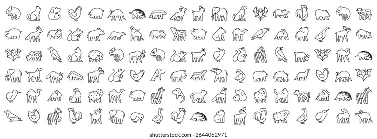Animals logos collection. Animal logo set. Geometrical abstract logos. Icon design