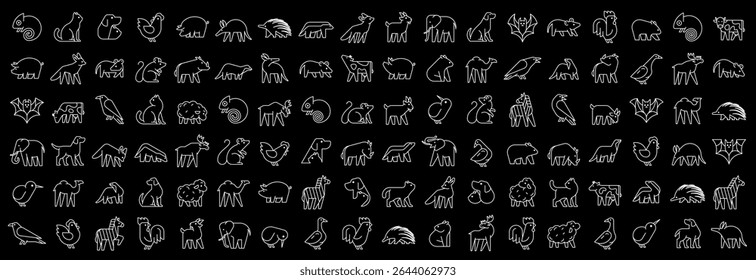 Animals logos collection. Animal logo set. Geometrical abstract logos. Icon design