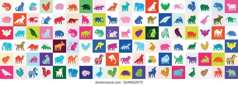 Animals logos collection. Animal logo set. Geometrical abstract logos. Icon design