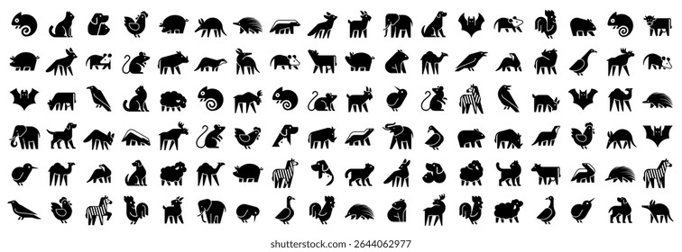 Animals logos collection. Animal logo set. Geometrical abstract logos. Icon design