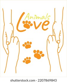 Animals love. Dog and cat vector poster