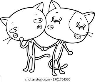 Animals in love are standing together  Couple in love Vector illustration for Valentine's Day.