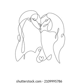Animals in love. Valentine's day, 14 of February, couples in love. vector graphics. Ink illustration