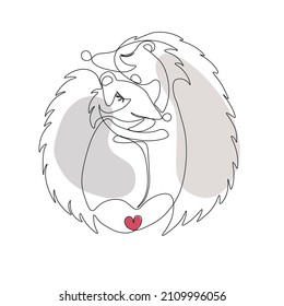 Animals in love. Valentine's day, 14 of February, couples in love. vector graphics. Ink illustration