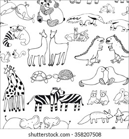 animals in love valentine's day outline pattern