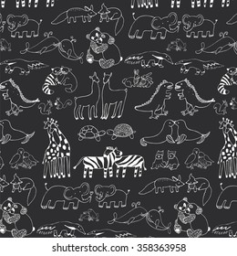 animals in love valentine's day outline pattern