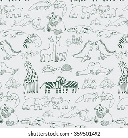 animals in love valentine's day outline pattern