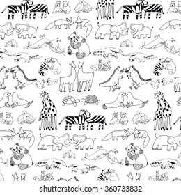 animals in love valentine's day outline pattern