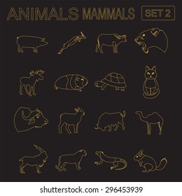 Animals mammals icon set. Vector flat style. Vector illustration