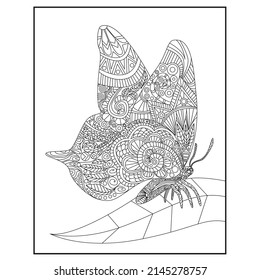 Animals Mandala. Hand drawn doodle.  Coloring page for adult and kids.