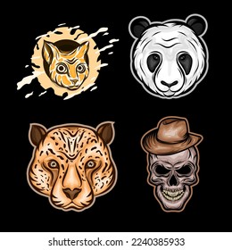 animals mascot logo set bundle