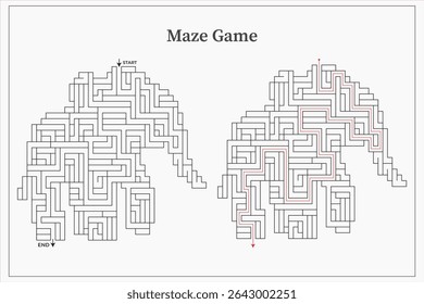 Animals maze game pattern decorative design template