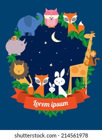 animals midnight template vector/illustration