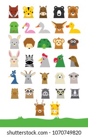 animals minimal icon set. vector illustration