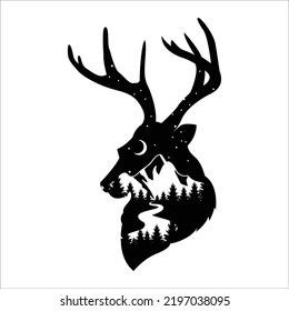 animals with mountain inside for sticker decal