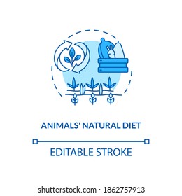 Animals natural diet turquoise concept icon. Grow vegetables on farmland. Agriculture industry and agribusiness idea thin line illustration. Vector isolated outline RGB color drawing. Editable stroke