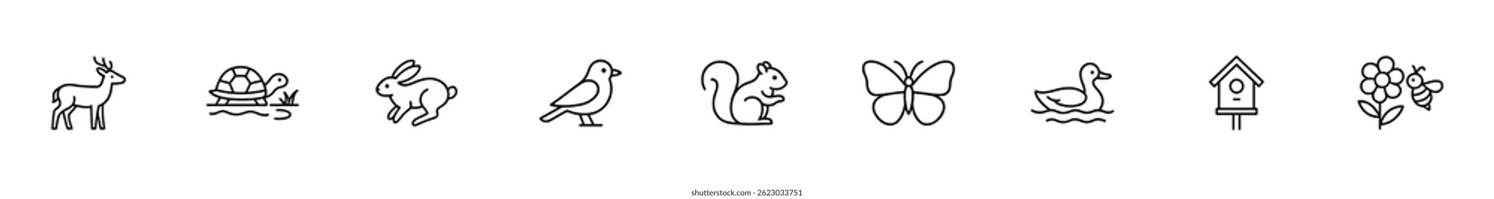 Animals, nature icons collection. Vector icons