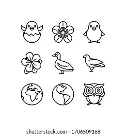 Animals & nature icons set line - vector