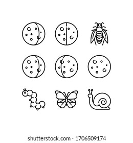 Animals & nature icons set line - vector