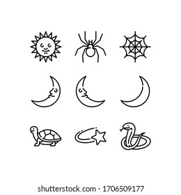 Animals & nature icons set line - vector
