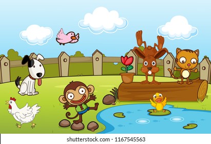 Animals in the nature illustration