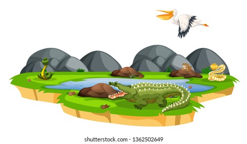 Animales en la ilustración de la naturaleza
