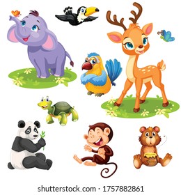 animals in nature. Vector illustration template.