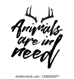Tiere sind in Not. Stilvolles Handgezeichnetes Typografie-Poster. Premium-Vektorgrafik