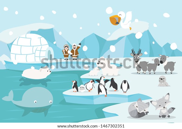 Animals North Pole Arctic Landscape Stock Vector (Royalty Free) 1467302351