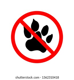 Animals are not allowed, red forbidden sign isolated on white