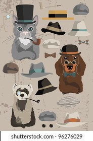 Animals and old hats' set