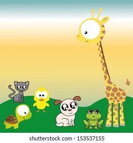 animals on abstract special field background