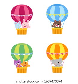 Animals on a balloon, Set,Rabbit,Mouse,Bear,Elephant,Cat,
Squirrel