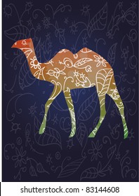 animals on a blue background. camel.