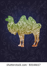 animals on a blue background. camel.